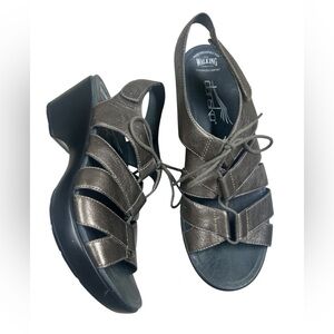 Dansko The Walking Company Bronze Leather Platform Lace Up Sandals Women’s 40